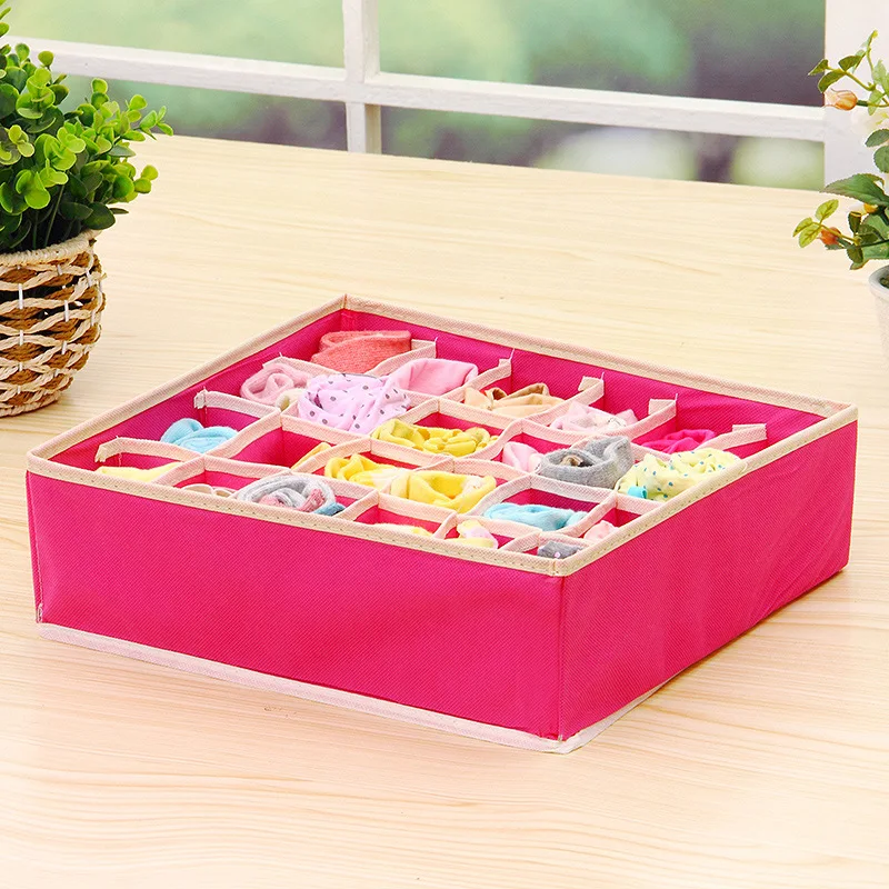 Drawer Organizers Rose red underwear storage box four-piece socks cloth bra transparent bag dropship JUL16