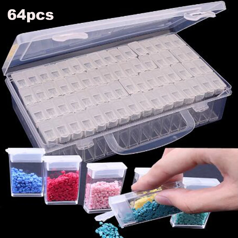 

Transparent Diamond Beads Container Rhinestone Daimond Stone Organizer Storage Cover with Hole Diamond Painting Accessory Box 52