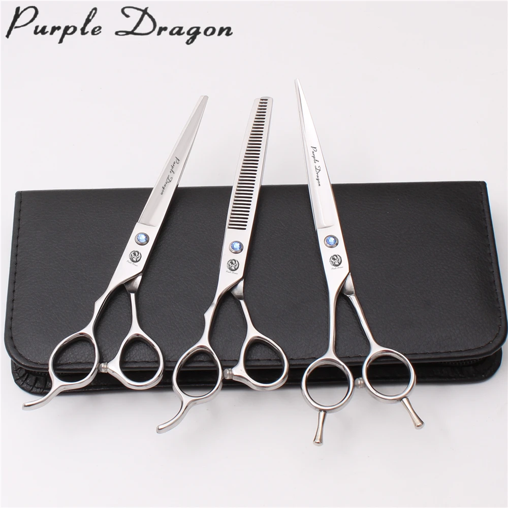 

Left-Hand 7" Purple Dragon Stainless Cutting Scissors Thinning Shears Professional Pets Shears Dogs Cats Grooming Scissors Z3006