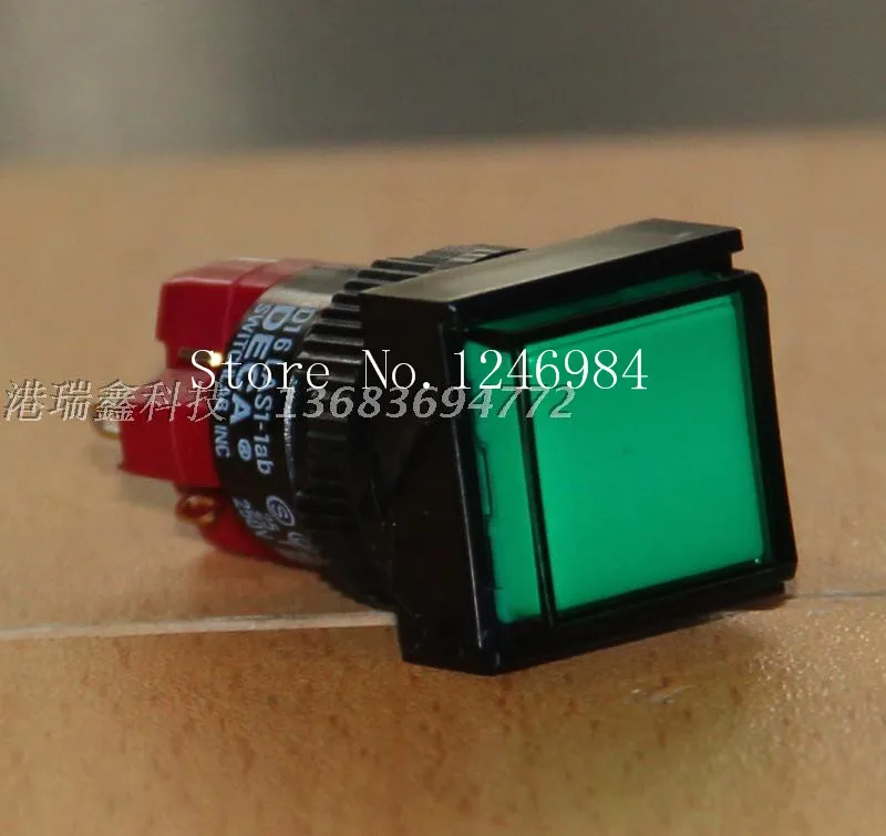 

[SA]Taiwan Progressive Alliance D16LMS1-1AB green square without a lock button switch single touch button DECA--10pcs/lot
