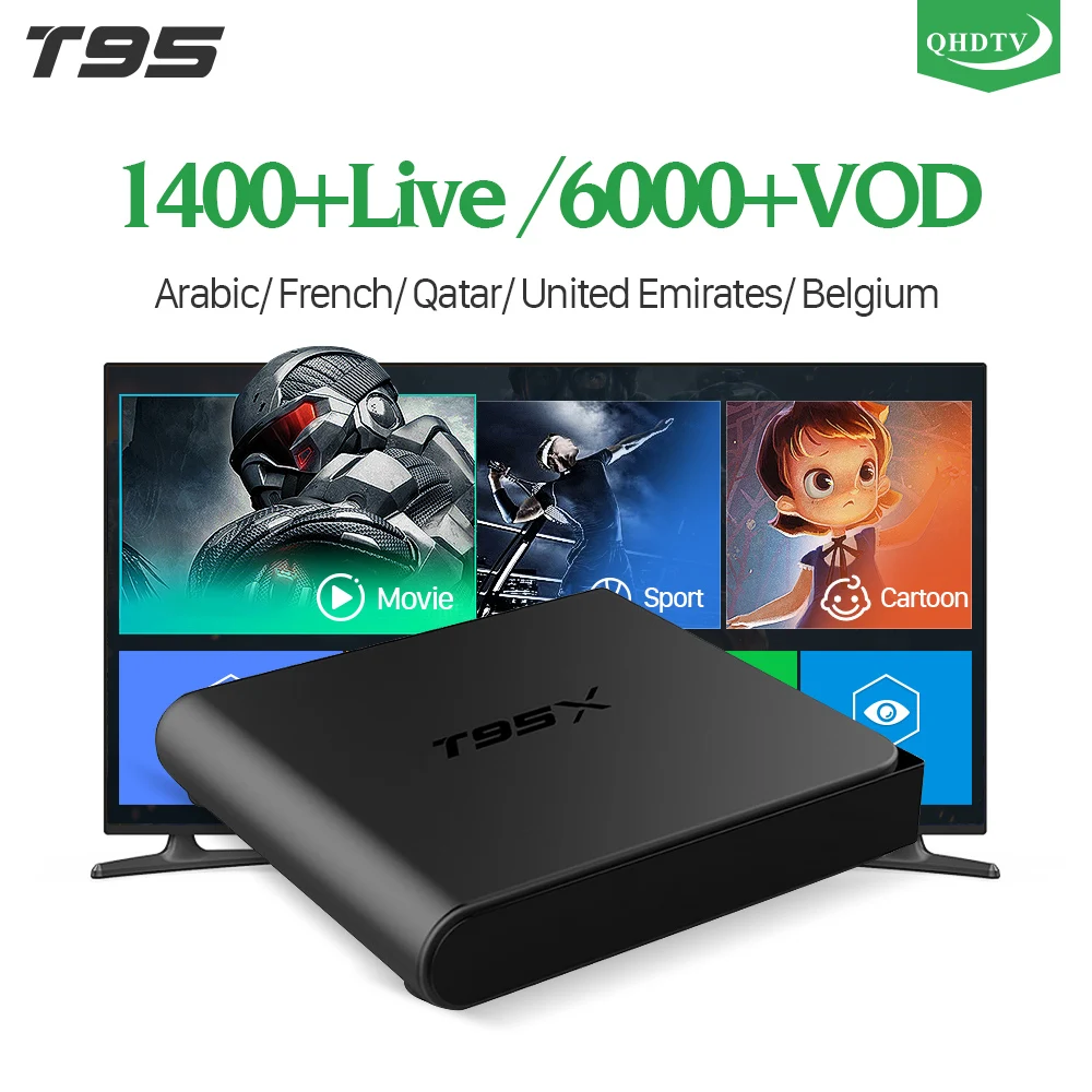 

IPTV France T95X Android 6.0 TV Box Smart IPTV Receiver 1 Year QHDTV Code IPTV Europe French Belgium Dutch Arabic IPTV Top Box