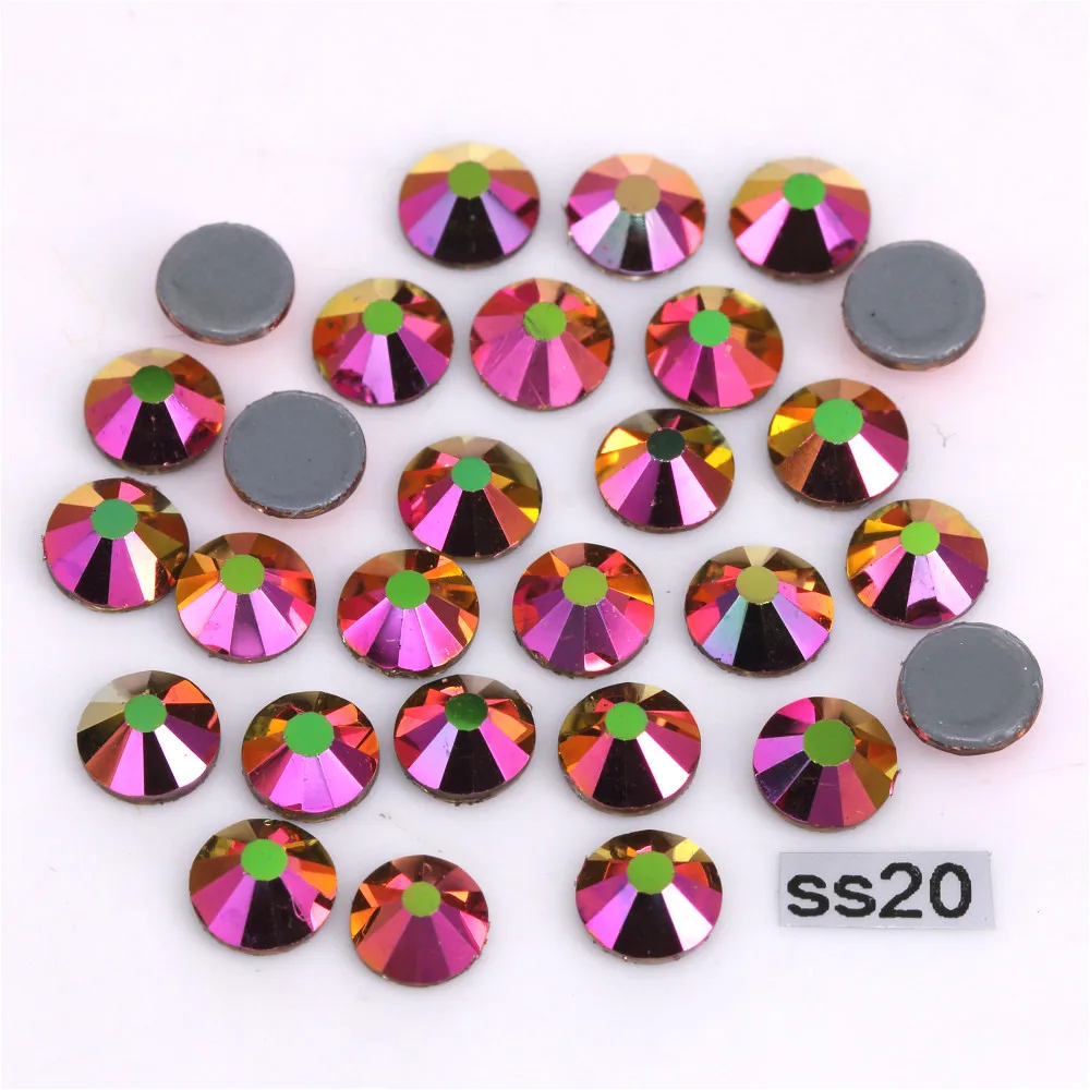 

1440pcs/Lot High Quality Ss20 (4.8-5.0mm) Rainbow-Rose-Gold Hotfix Rhinestones Iron on Flat Back Crystals Applique