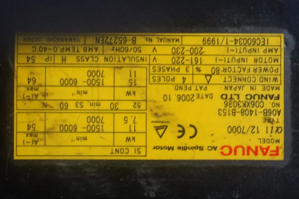 FANUC SPINDLE MOTOR AC A06B-1408-B153 warranty for 3 months FANUC SPINDLE MOTOR AC A06B-1408-B153 warranty for 3 months