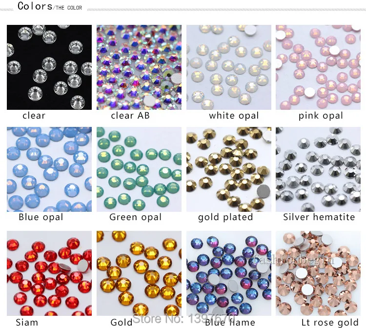 1728p многоцветные SS3 4 5 6 8 10 разноцветные стеклянные драгоценные камни с плоской задней стороной, не исправляемые хрустальные стразы для украшения ногтей, для макияжа глаз