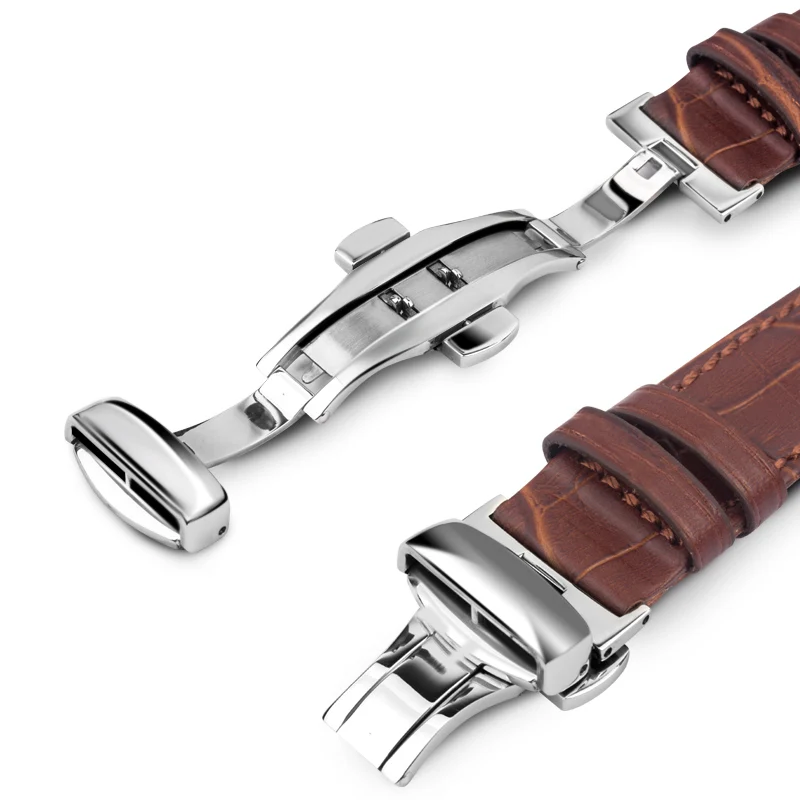 QIALINO Genuine Leather Strap Watchband For IWatch Stainless Steel Connection Adapter For Apple Watch 42mm 38mm