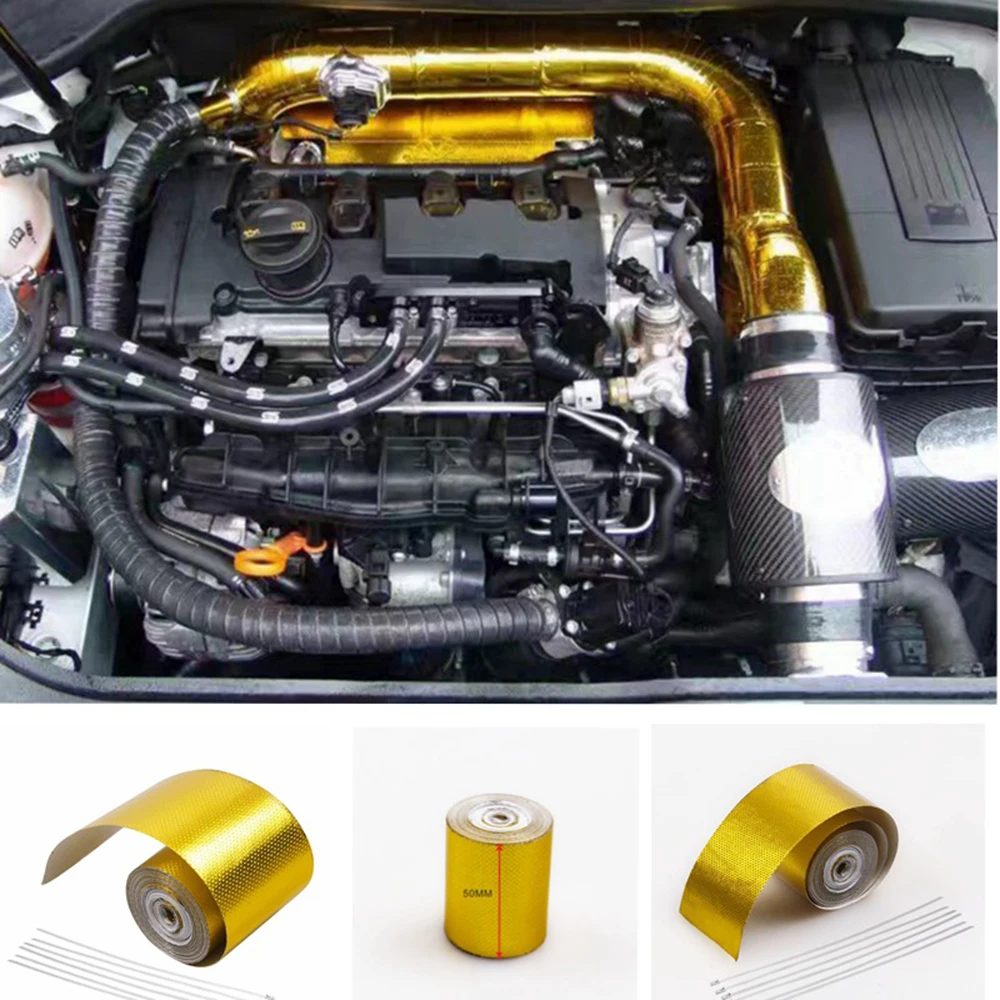 

1Pcs Roll Self Adhesive Reflective High Temperature Heat Shield Wrap Tape