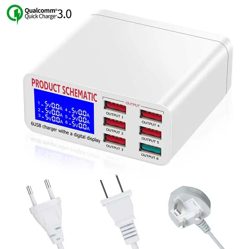 

Зарядная станция с несколькими Usb-портами для Iphone, Samsung, Huawei, P30pro, P40, Xiaomi, Oppo, Vivo, QC3.0, Универсальная док-станция для быстрой зарядки с вилкой для ЕС, США, Великобритании