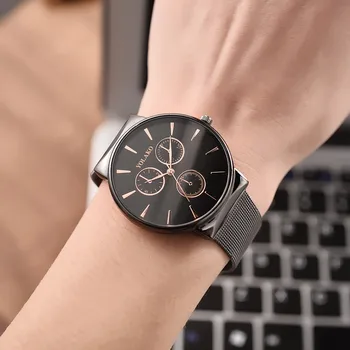 

YOLAKO Fashion Casual Brand Men's Watch Quartz Stainless Steel Band Newv Strap Mens Clock Analog Wrist Watches relojes hombre