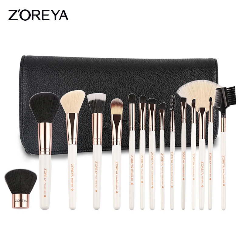 

ZOREYA Brand 15pcs/sets Makeup Brush Set Tools Cosmetic Powder Foundation Eyeshadow Lip Brush Kits with PU Leather Bag
