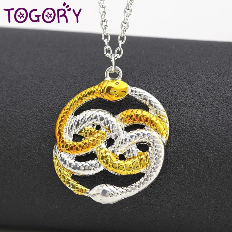 

TOGORY 2018 New Hi Po The Never Ending Story Double Snake Necklace Jewelry Gift Wholesale