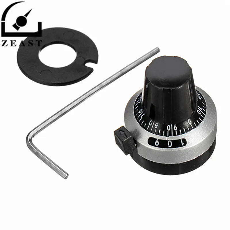 

3590S RDK-III-6.35 22x25mm 0-9 Precision Multi-Turn Potentiometer Scale Knob Potentiometer Knob Linear Digital Knob