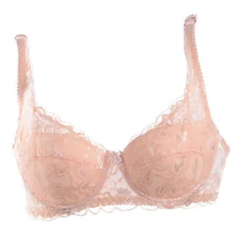 

Sexy Bra Women Underwear Mesh Pink Black Lace Top White Bralette 3/4 Cups Super Push Up Cotton Lingerie