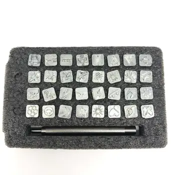 

Leather Stamping Tool 32 in 1 DIY Flower Pattern Leather Printing Tool Steel Metal Carving Leathercraft Tool Kit Accessories