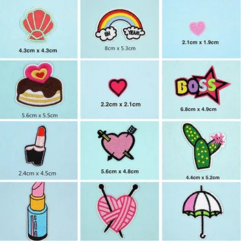 

Heart Rainbow Cake Patches Cap Shoe Iron On Embroidered Appliques DIY Apparel Accessories Patch For Clothing Fabric Badges BU4