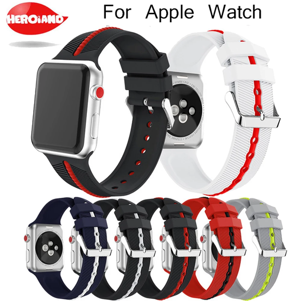 Цветной мягкий силиконовый сменный спортивный ремешок для Apple Watch Series1 2 42 мм