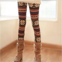 Рождественские новые стильные зимние женские вязаные леггинсы со снежинками и оленями обтягивающие брюки-карандаш брюки леггинсы