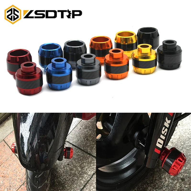 

ZSDTRP 2 Pieces Color CNC Aluminum Front Fork Frame Sliders Wheel Motorbike Falling Protection Scooter Motorcycle Accessories