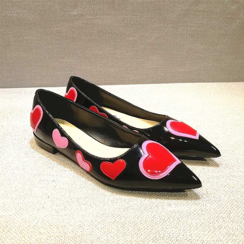 flat shoes pointed thick with pink love shallow lacquer leather stitching singles shoes Flat heel Shoes womens shoes flats flat shoes pointed thick with pink love shallow lacquer leather stitching singles shoes Flat heel Shoes womens shoes flats