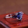 Huitan Water Drop Wedding Rings With Blue&Purple Triple Shinny Tear Drop Cubic Zircon Stone Luxury Women Party Finger Jewelry ► Photo 2/6