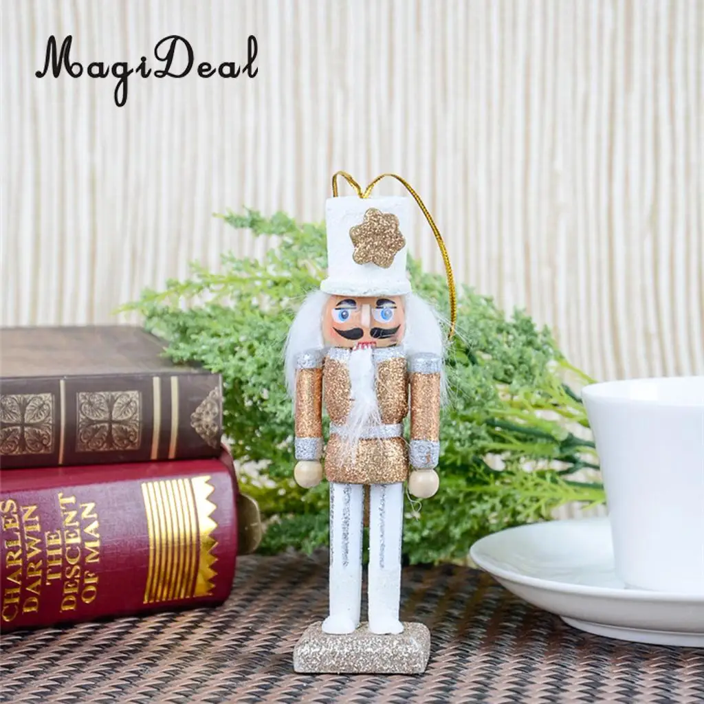 10Pcs 12cm Wooden Nutcracker Solider Figure Model Puppet Doll Handcraft for Children Gifts Christmas Home Office Decor Display