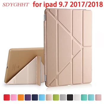 

New Smart Two in one Case For iPad 9.7 2017 2018 Case A1822 A1893 A1954 Case PU Leather + Ultra Slim Light Weight PC Back Cover