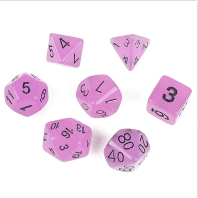 

Brand New Polyhedral Dice 7pcs Set Luminous RPG Dice Set d4 d6 d8 d10 d12 d20 Dungeons & Dragons Rpg Board GameS Dice