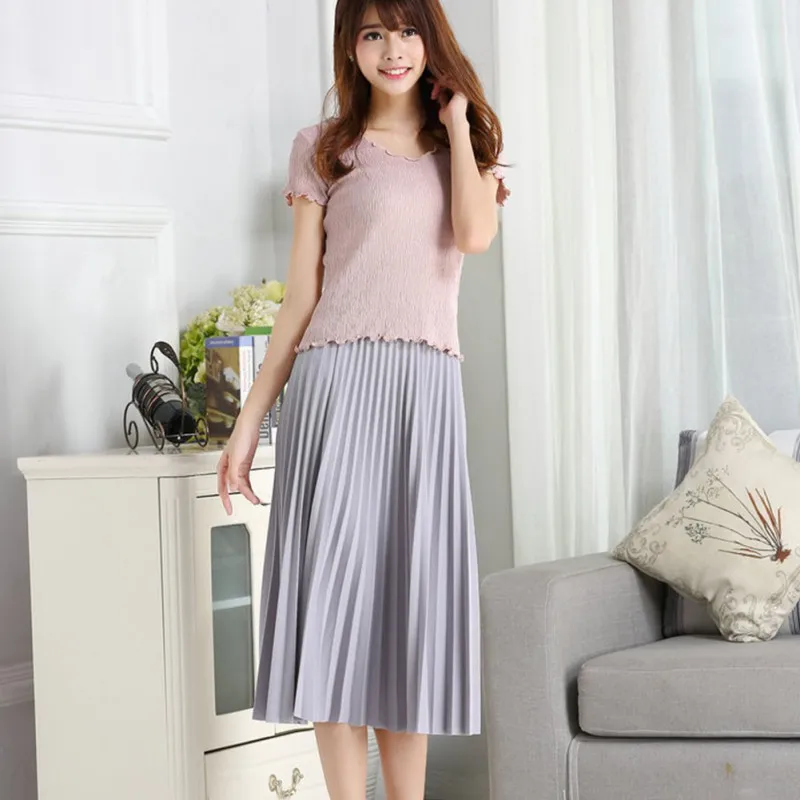 

Spring Summer Style all-match Chiffon Skirt Waist Fold Slim Sweat Skirt Pleated Skirt Department Long Skirt