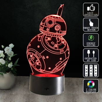 

Gifts Star Wars Table Lamp 3D Night Light Robot USB Led Table Desk Lampara as Home Decor Bedroom Reading Nightlight