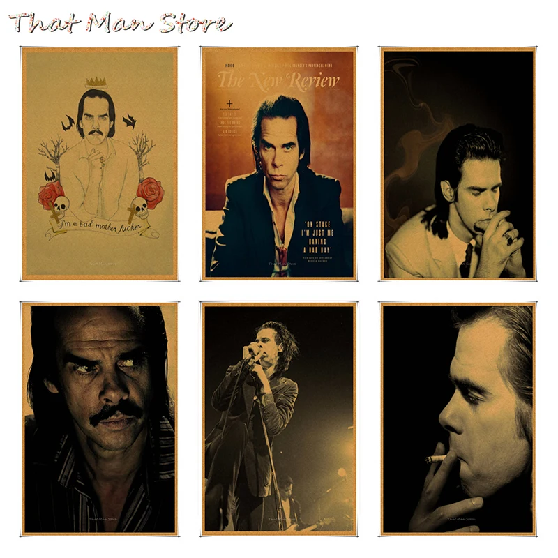 

Nick Cave Vintage Retro rock band music Guitar Matte Kraft Paper Antique Poster Wall Sticker Home Decora