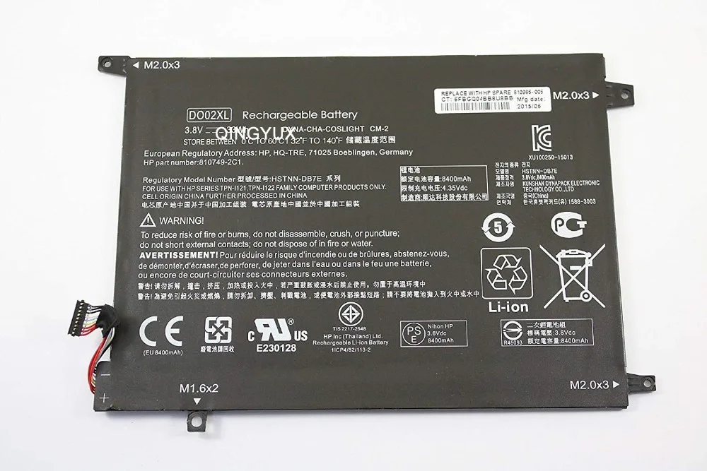 QINGYUX 3 8 V 33Wh DO02XL HSTNN-LB6Y TPN-I121 Аккумулятор для ноутбука совместим с HP Pavilion X2 10 Series |