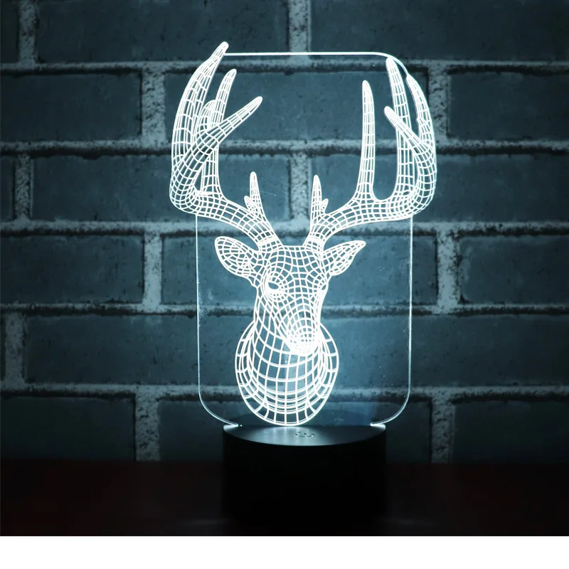 3D светодиодный ночной Светильник олень с 7 цветов светильник для украшения дома лампы удивительный визуализации Оптические иллюзии Awesome