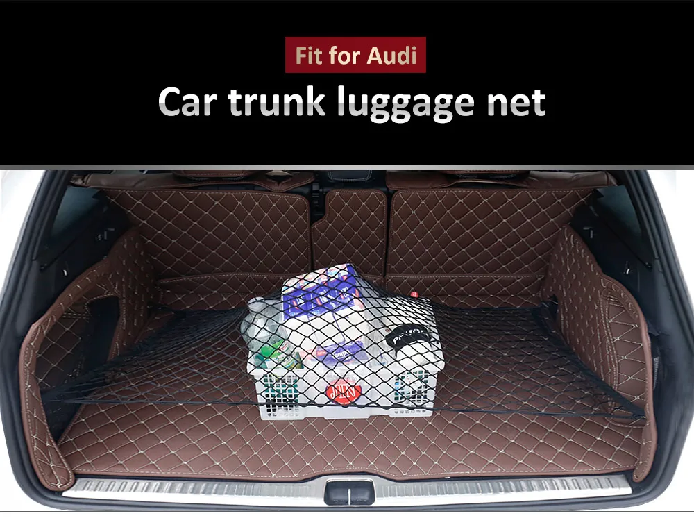 Черная нейлоновая багажная сетка для багажника автомобиля для укладки автомобиля Органайзер для хранения сумка сеть с 4 крючками для Audi Q3 8U Q5 Q7 авто аксессуары