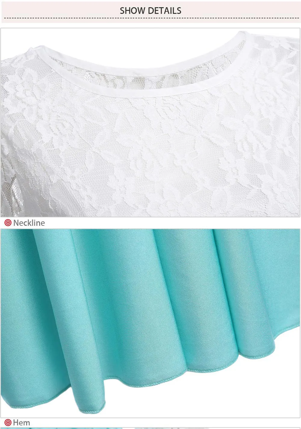 Stylish Round Collar Long Sleeve Lace Spliced Women Dress