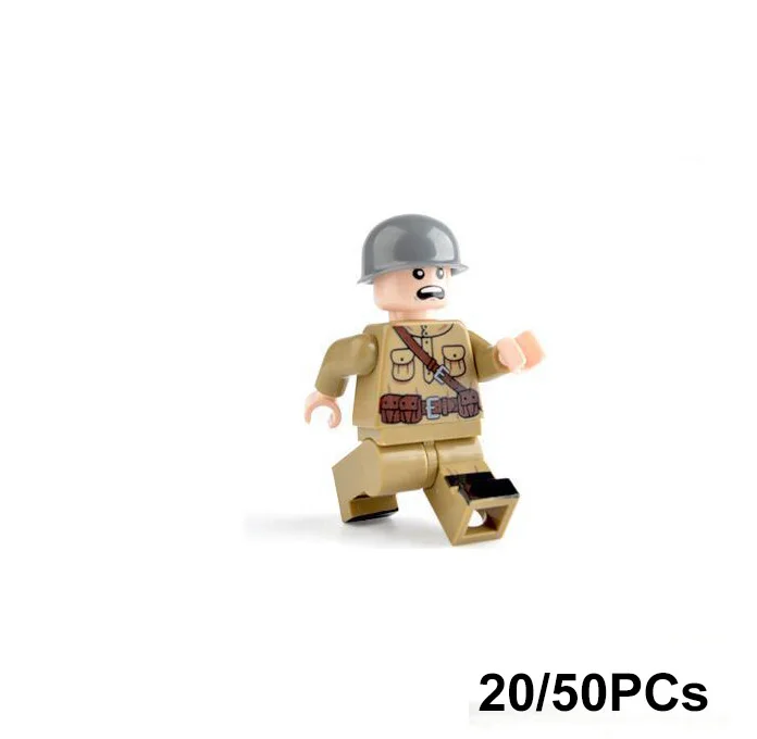 

20/50PCs/lot WW2 German Military Army Soldiers Russian soldiers Building Blocks Bricks with Weapons Gift Toys for Children