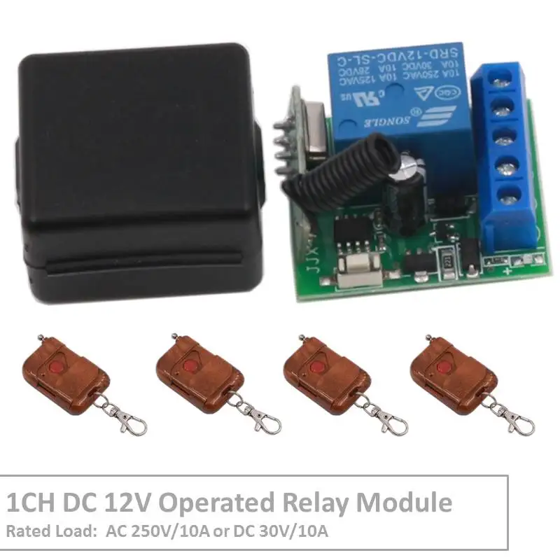 

Wireless Remote Control Switch DC 12V Operated 1CH rf 433Mhz Relay Receiver & 500m Transmitter for Remote Garden and Led Switch