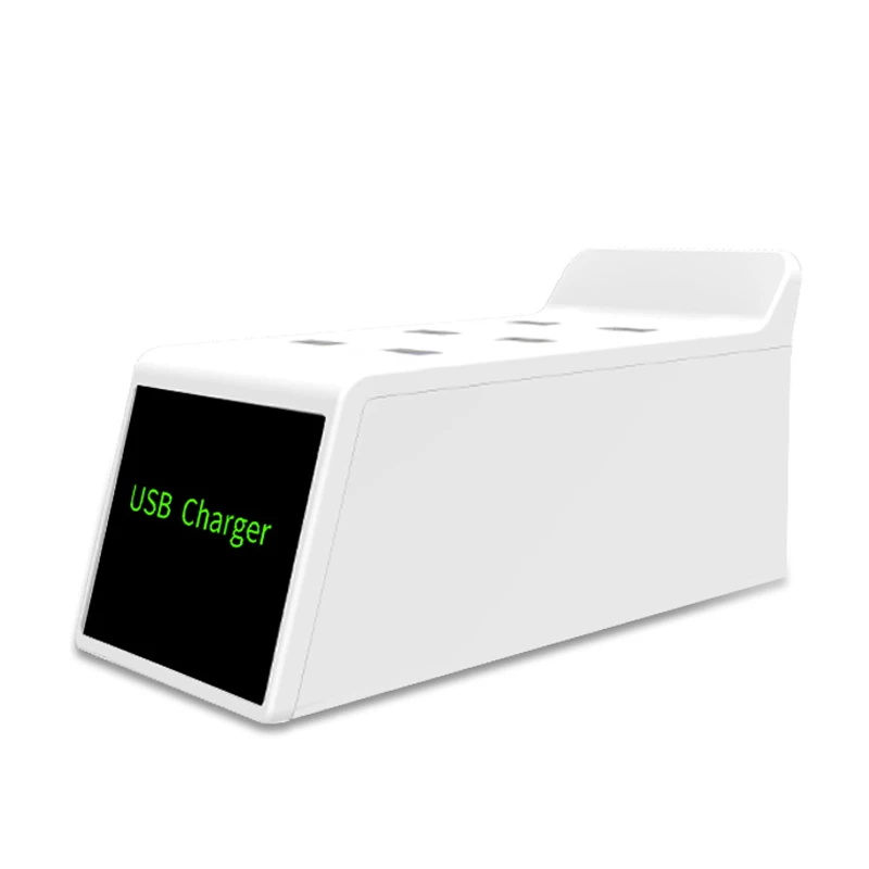 

 Wenhao 6 Usb Ports Smart Lcd Display Usb Travel Wall Charger Desktop Charge Station For Mobile Phone Notebook Laptop(Us Plug