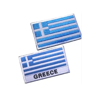 

25pcs/lot 3D embroidery patches armband loops and hook Flag of Greece Flag patches badges for clothing or hat or bag patch