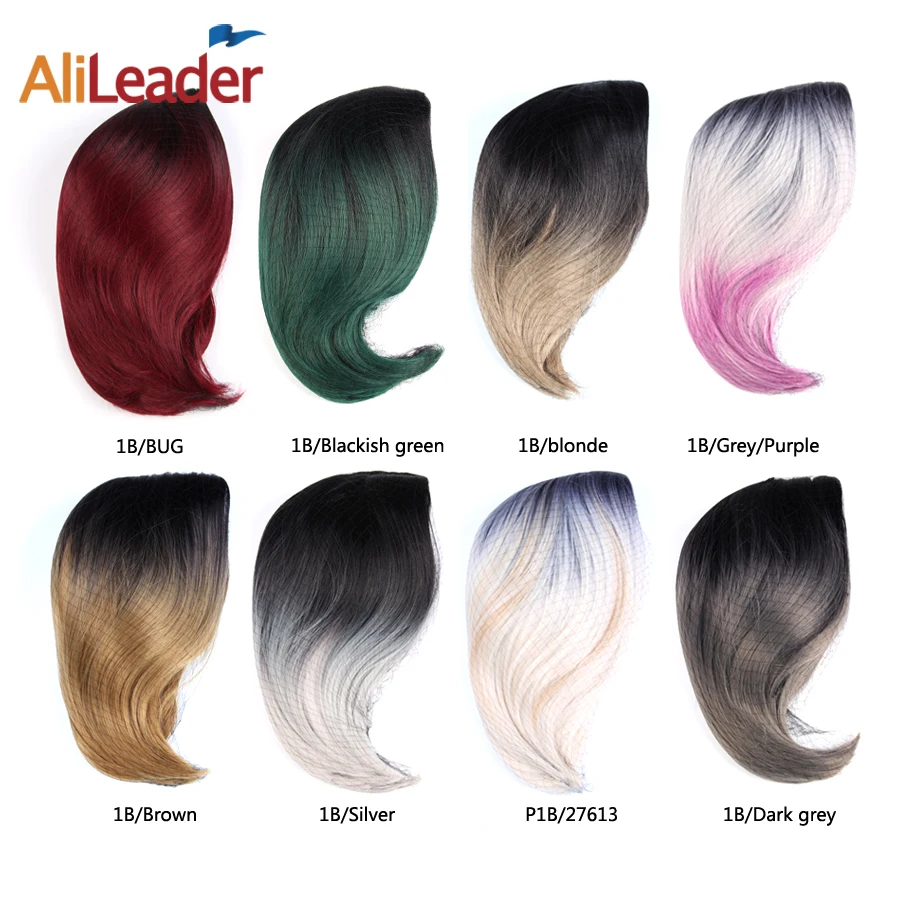 Alileader African American Bob Wigs Short Shoulder Length Ombre Blonde Green 8 Colors Straight Synthetic Wigs For Black Women