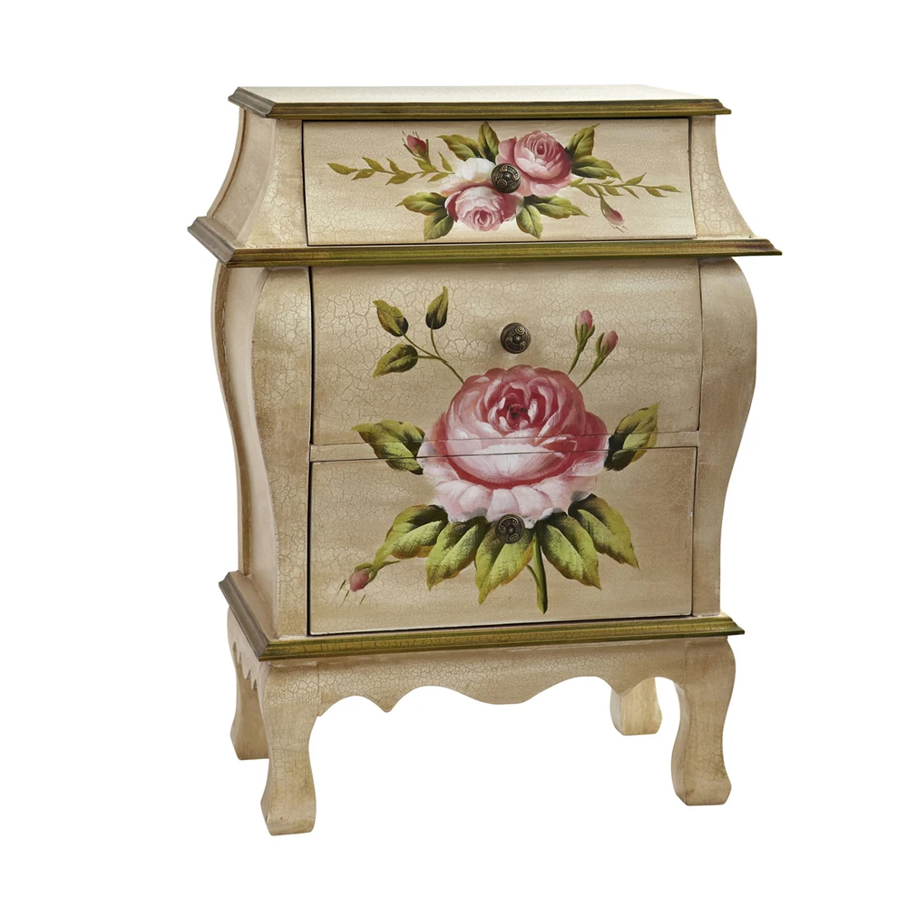 

Nearly Natural Antique Night Stand with Floral Art