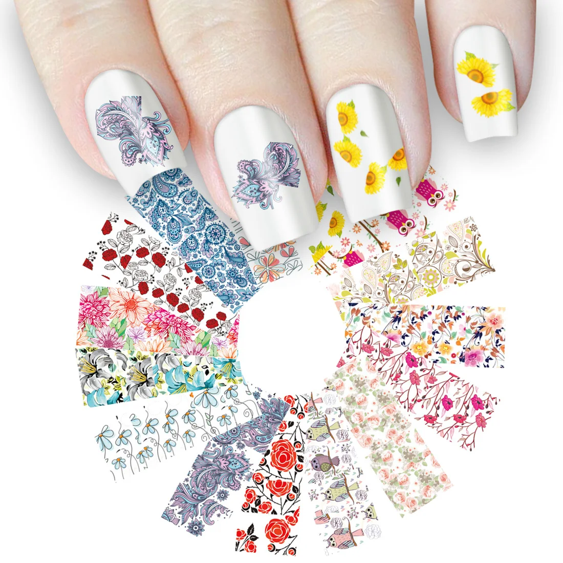 Flower nail sticker full package nail sticker mixed design watermark