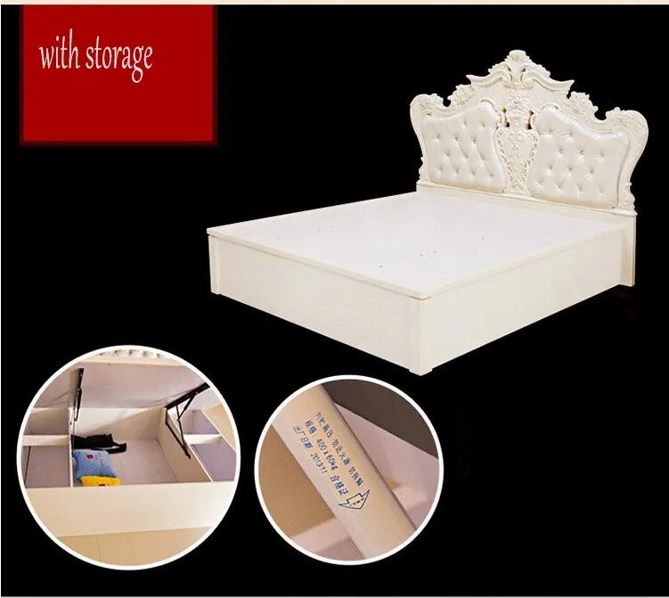 Современные европейские твердой древесины кровать мода резные 1.8 м кровать французский мебель для спальни 10019
