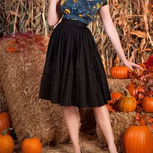 25-для женщин Ретро стиль 50-х, вдохновленный качели Миди юбки в черном цвете; большие размеры рокабилли пинап юбка в клетку с бантом в стиле ретро faldas