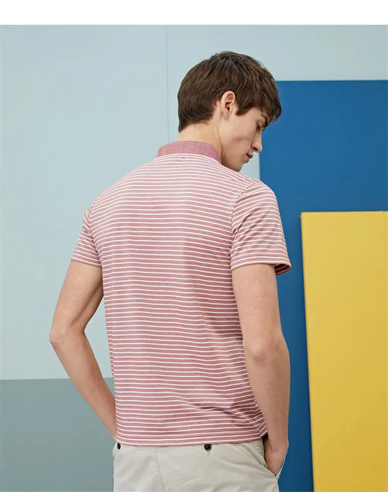Striped Polo Male Men Polos Quality Cotton Knitted Summer Short Sleeve Sweater Pullover Trun-down Collar Fashion Polo MuLS Brand 08