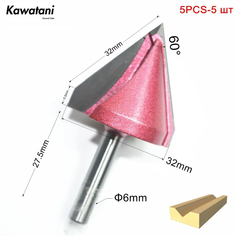 

6mm*60degree*32mm-5pcs,CNC 3D V bit,CNC machine tool,PVC,MDF,Acrylic,solid Carbide end mill,woodworking insert router bit,wood
