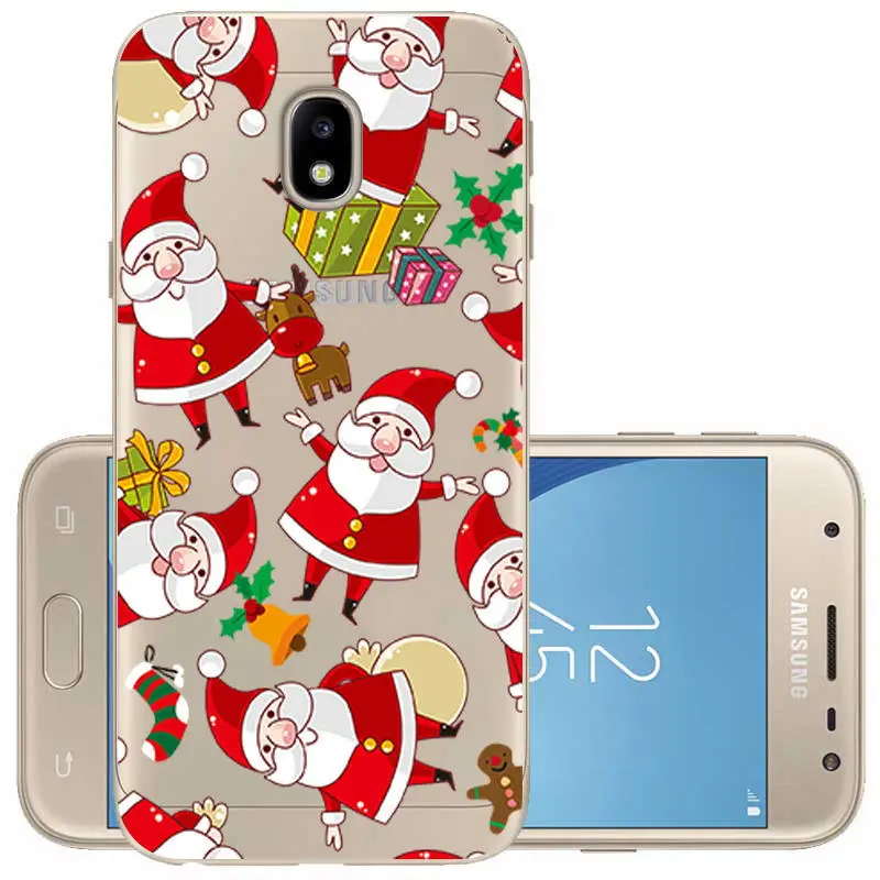 Christmas Reindeer Santa Claus Clear Soft TPU Case Cover For Samsung J3 J7 J5 2017 J4 J6 J8 2018 Silicone TPU Coque For Samsung  (10)