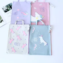 56479 PuWei плюс SVFL-4173 зеленый мед Единорог Ткань Оксфорд молния сумки A4 получить мешок