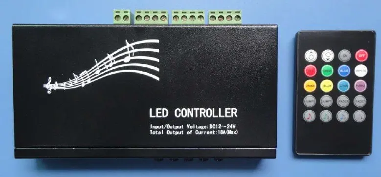 20key ИК светодиодный музыкальный контроллер, DC12-24V вход, Макс 216 Вт Выход, 9 каналов