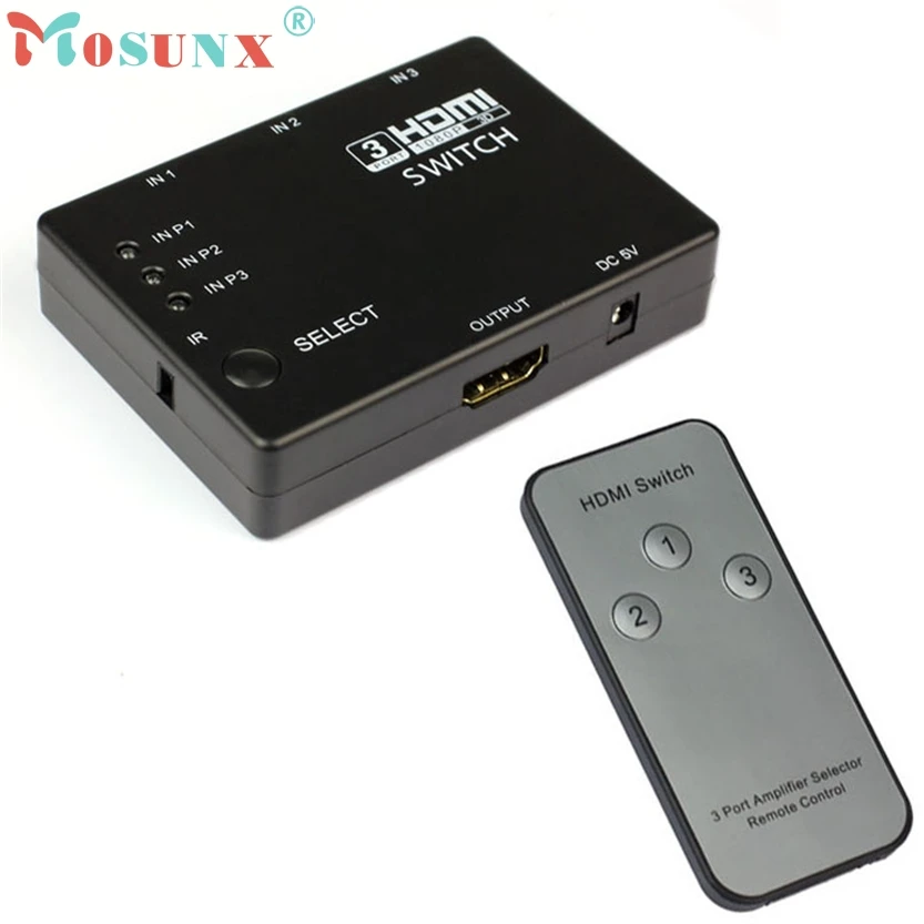 New 1080p Full HD 3 Port HDMI Switch Switcher Hub with