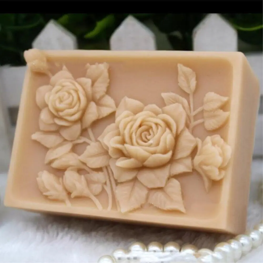 

Grainrain Rose Soap Mold Flower Soap Bar Mold DIY Craft Candle Resin Mold Food Grade
