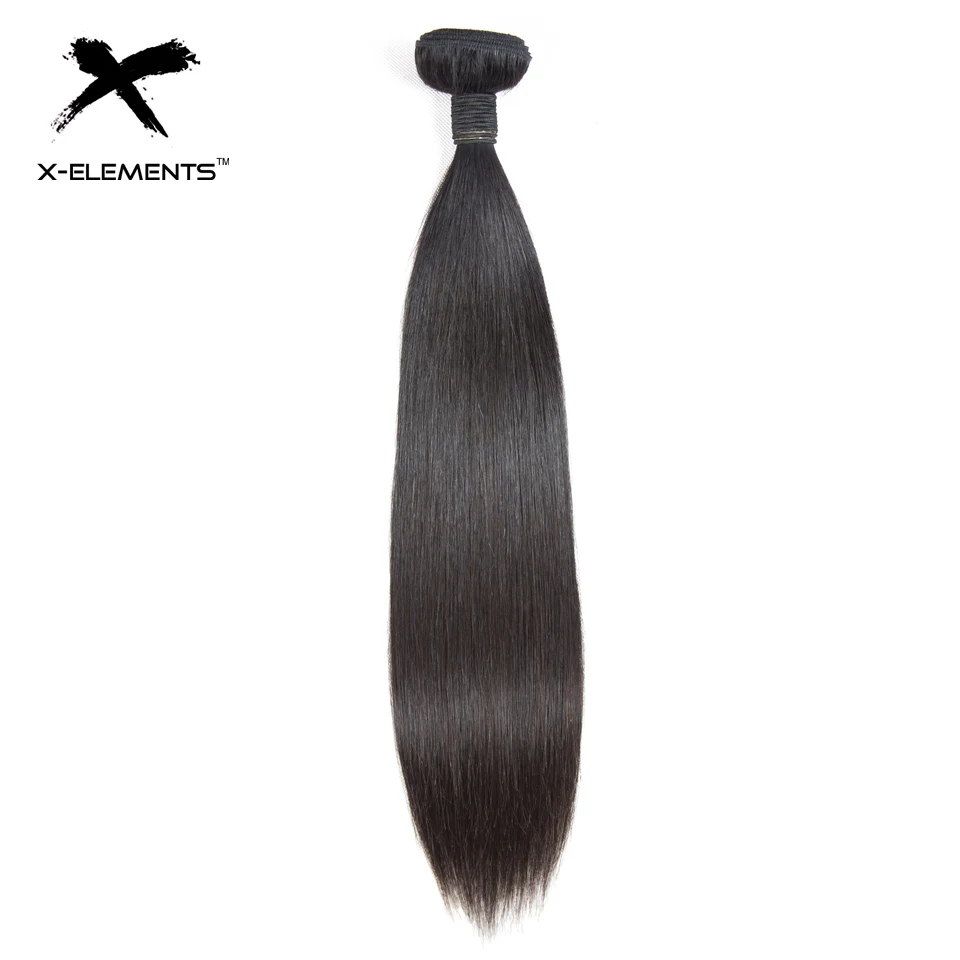 X-Elements Hair 100 Human Hair 3 Bundles Straight Brazilian Hair Weave Bundles Natural Color 8-26 inches Hair Extensions Non-Remy (5)